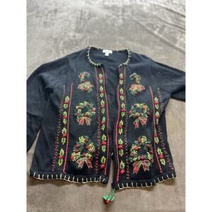 VTG Christmas Ugly Sweater Vest Kim‎ Rogers Wreath Bow Hollie Sequin Petite XL